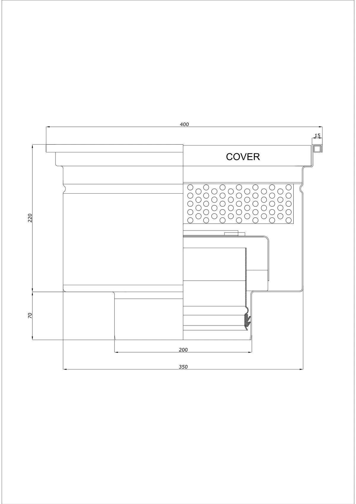 Bodenablauf BK_KRD 400x400 DN 200 - Einteiliger Vertikaler Ablauf