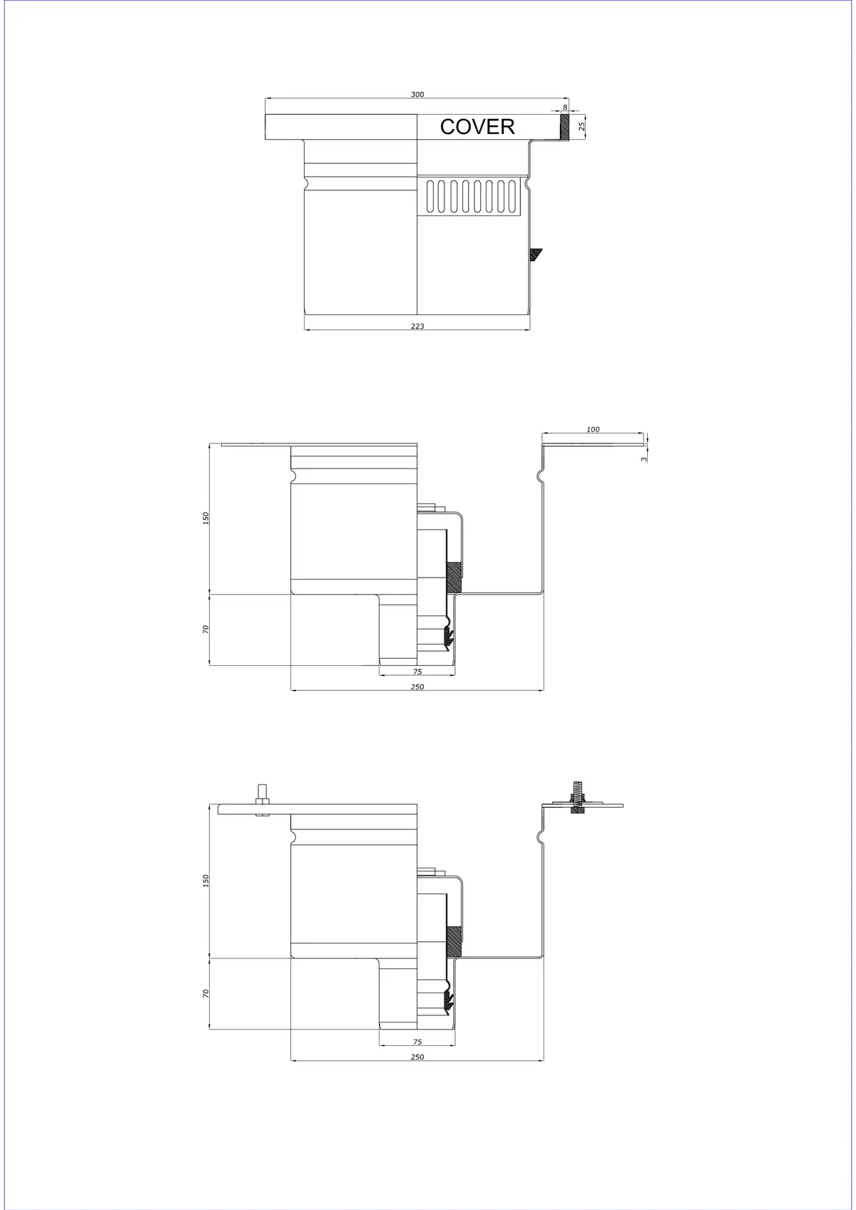 Bodenablauf BK_KROD 300 DN 75 mit Rand 25x8 mm - Zweiteiliger Vertikaler Ablauf
