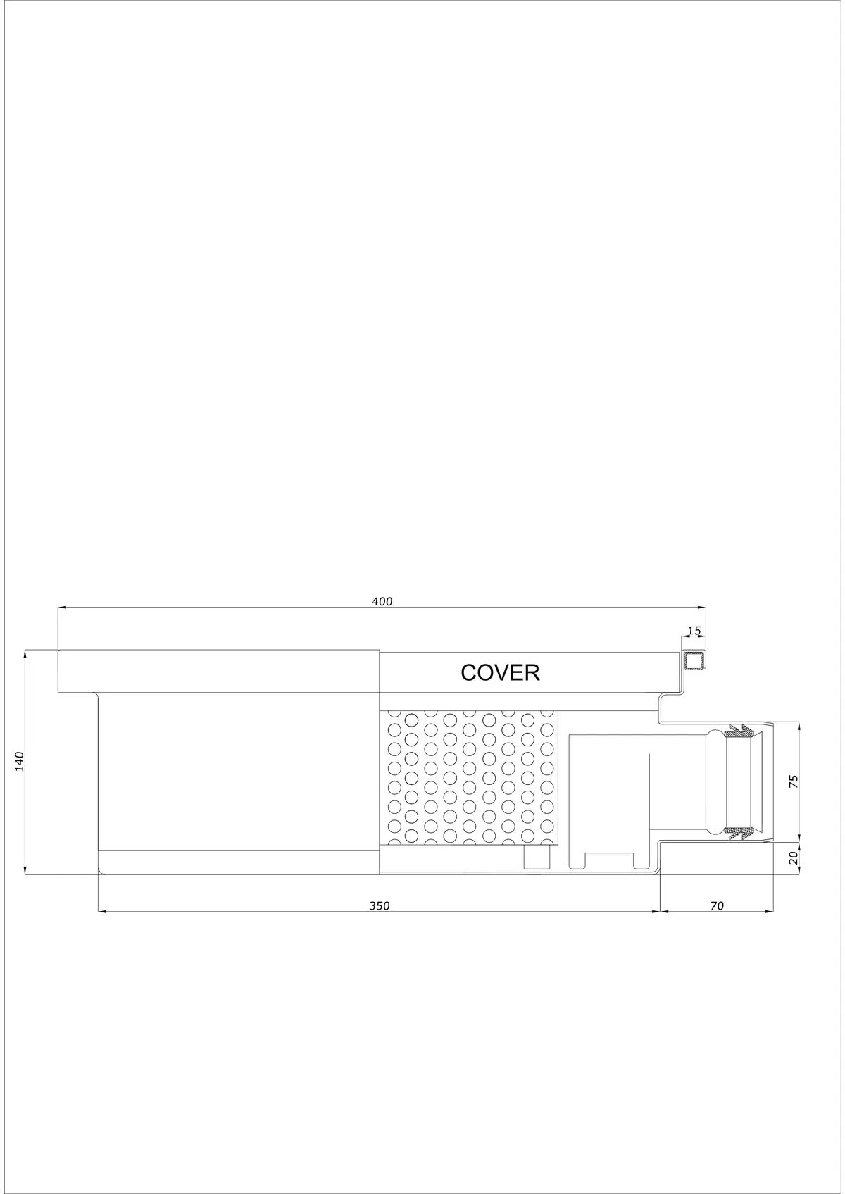 Bodenablauf BK_KRB 400x400 DN 75 - Einteilig Horizontal