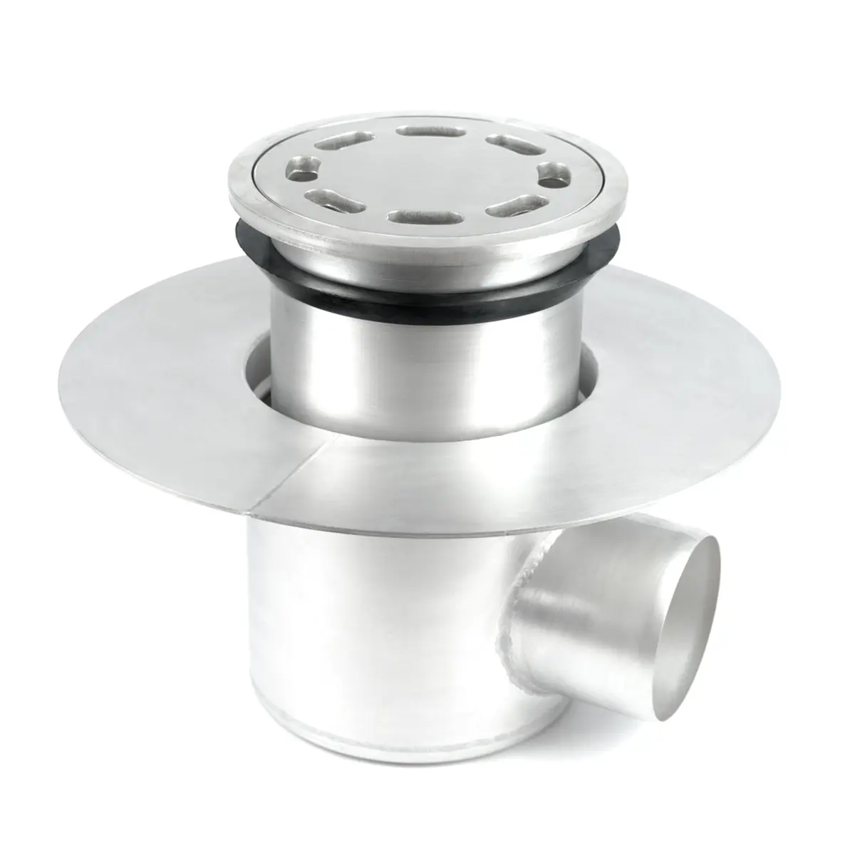 Runder seitlicher Einlass, zweiteilig, mit gelochter Deckplatte