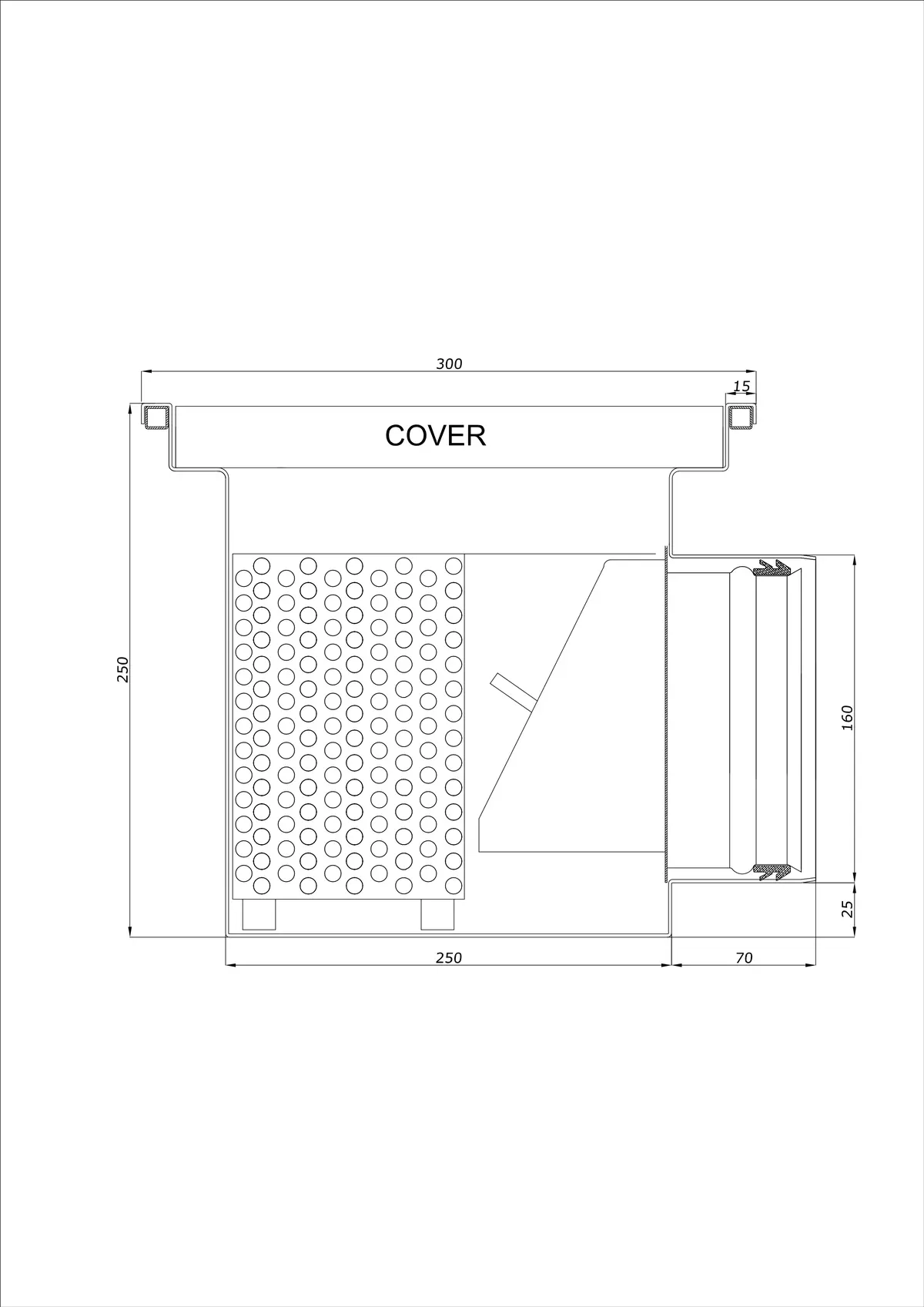 Bodenablauf BK_KRB 300x300 DN 160 - Einteilig Horizontal