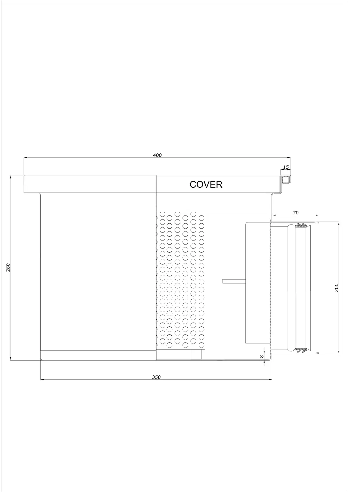 Bodenablauf BK_KRB 400x400 DN 200 - Einteilig Horizontal