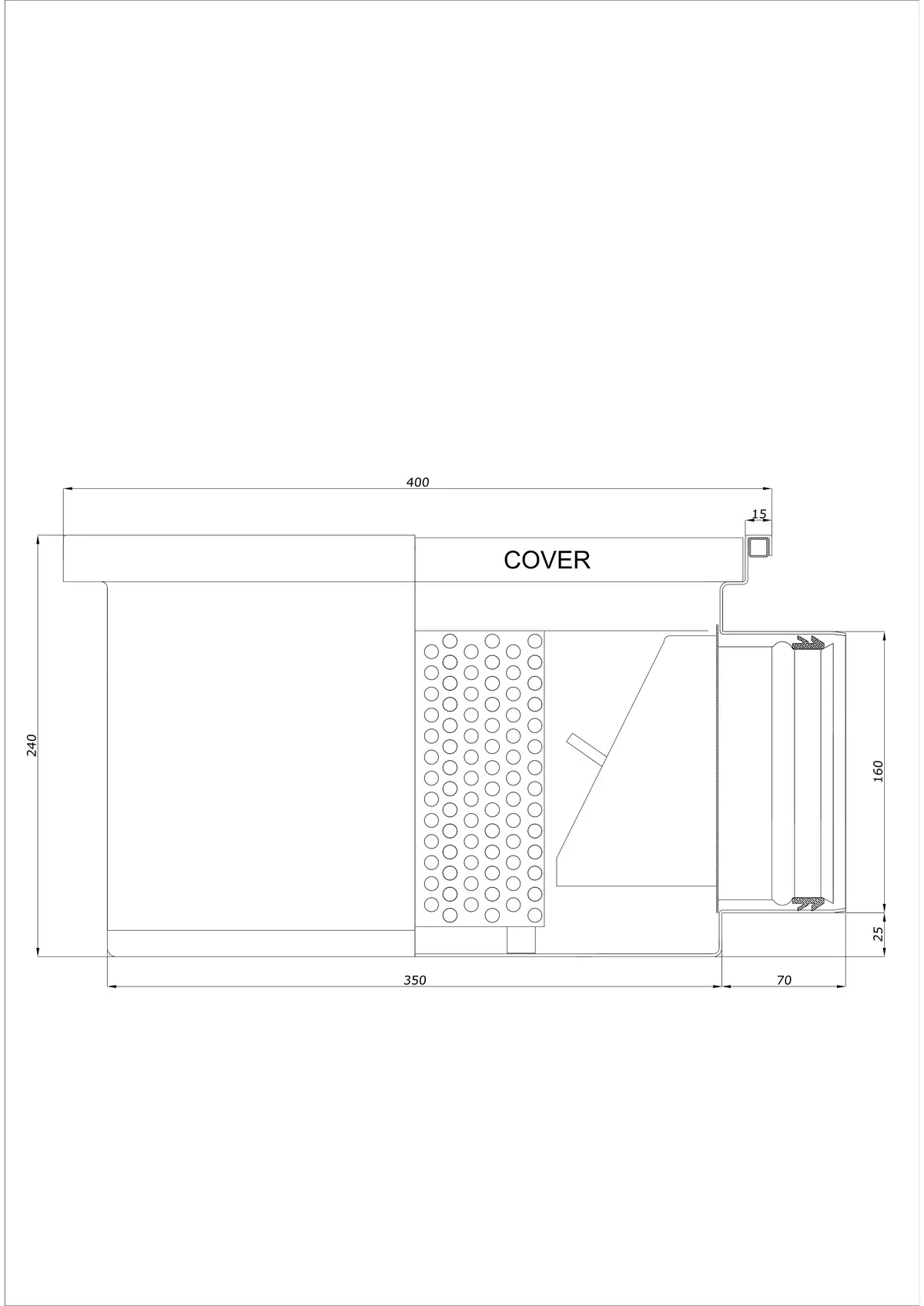Bodenablauf BK_KRB 400x400 DN 160 - Einteilig Horizontal