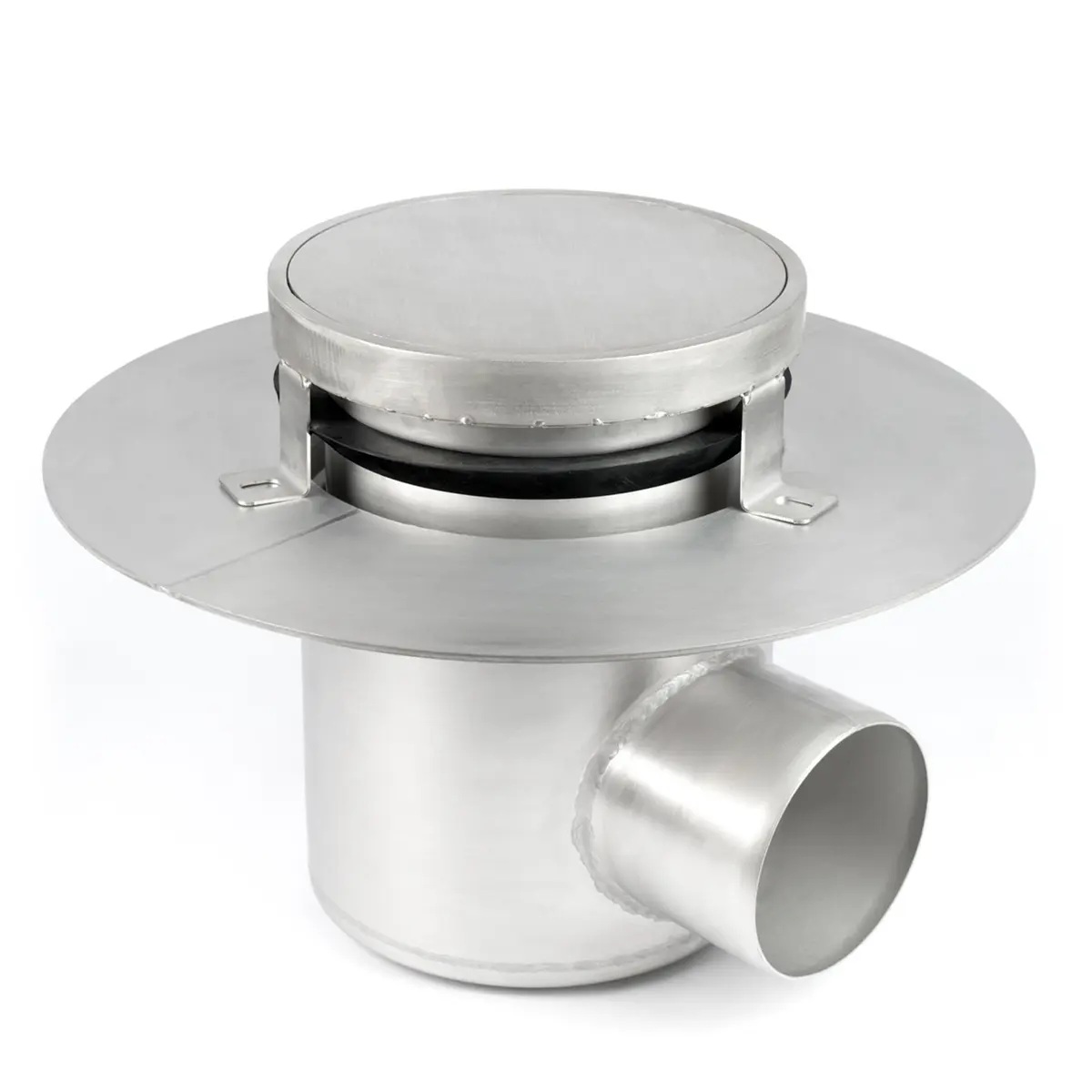 Runder seitlicher Einlauf, zweiteilig, mit dichter Abdeckung