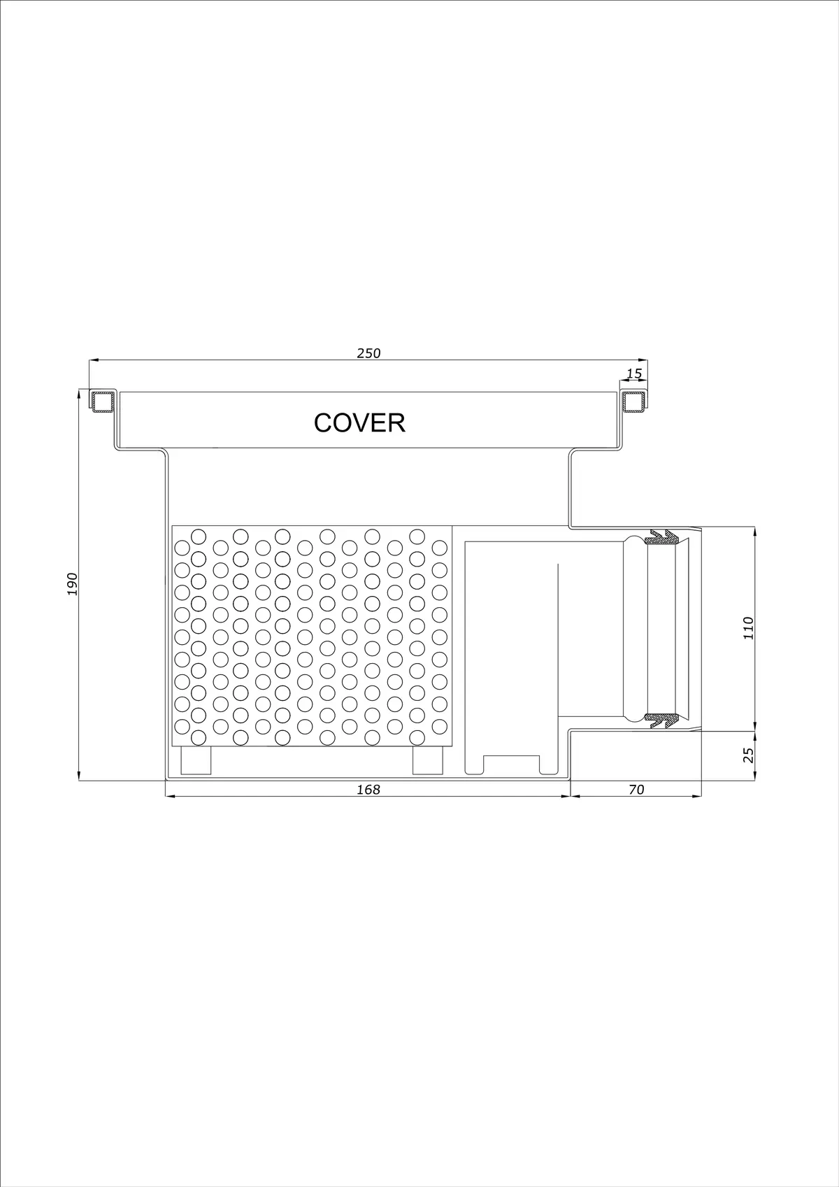 Bodenablauf BK_KRB 250x250 DN 110 - Einteilig Horizontal