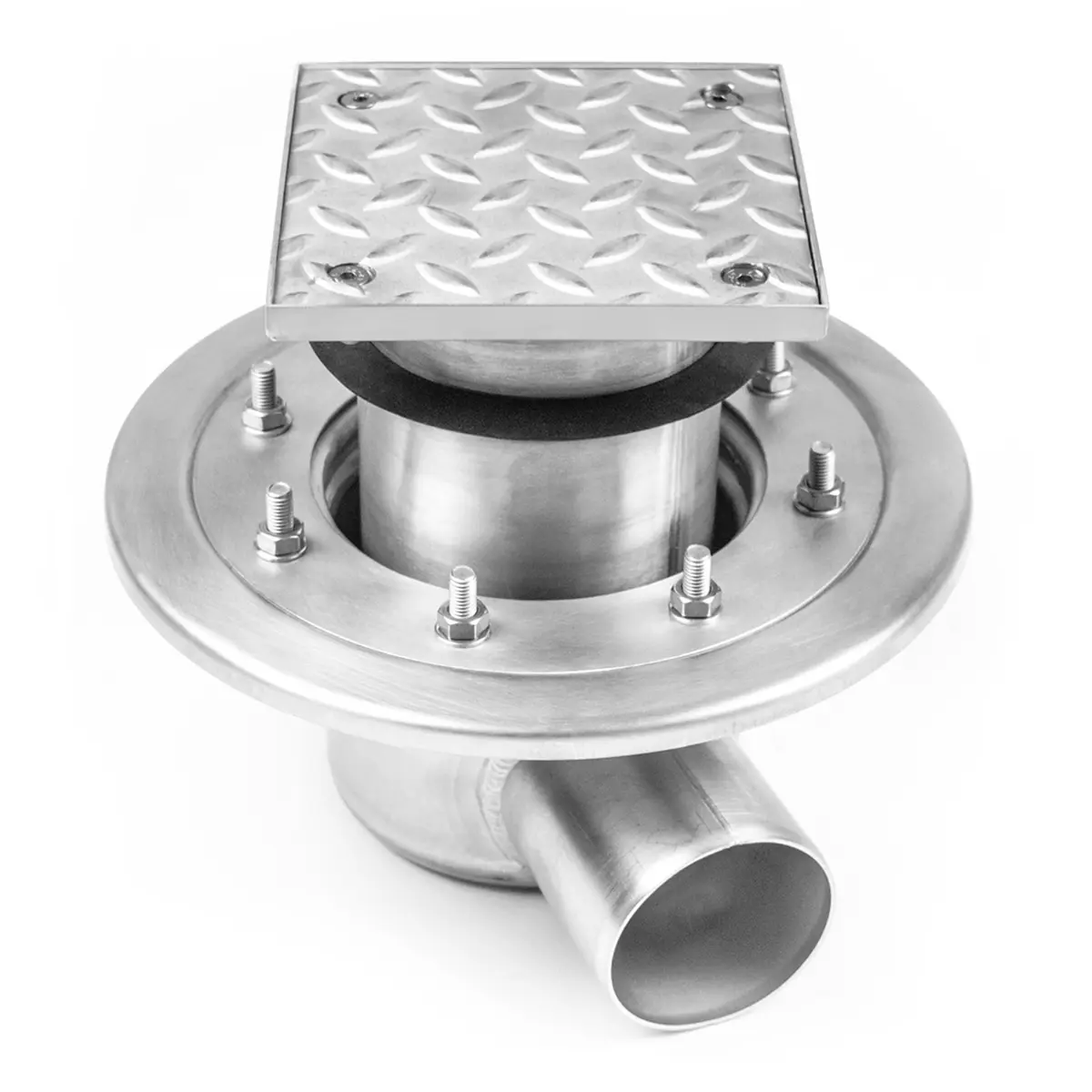 Seitliche zweiteilige Edelstahl-Revisionsklappe mit geriffelter Abdeckung