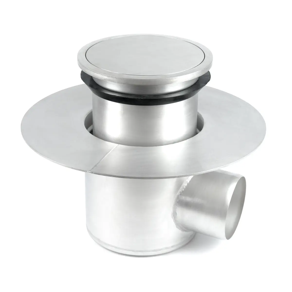 Runder seitlicher Einlauf, zweiteilig, mit dichter Plattenabdeckung