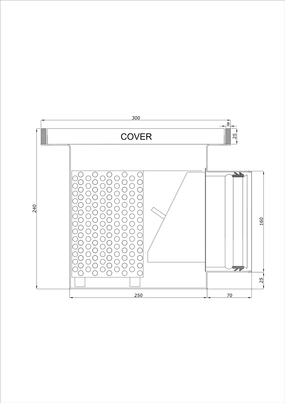 Bodenablauf BK_KROB 300 DN 160 mit Rand 25x8mm - Einteiliger Horizontaler Ablauf