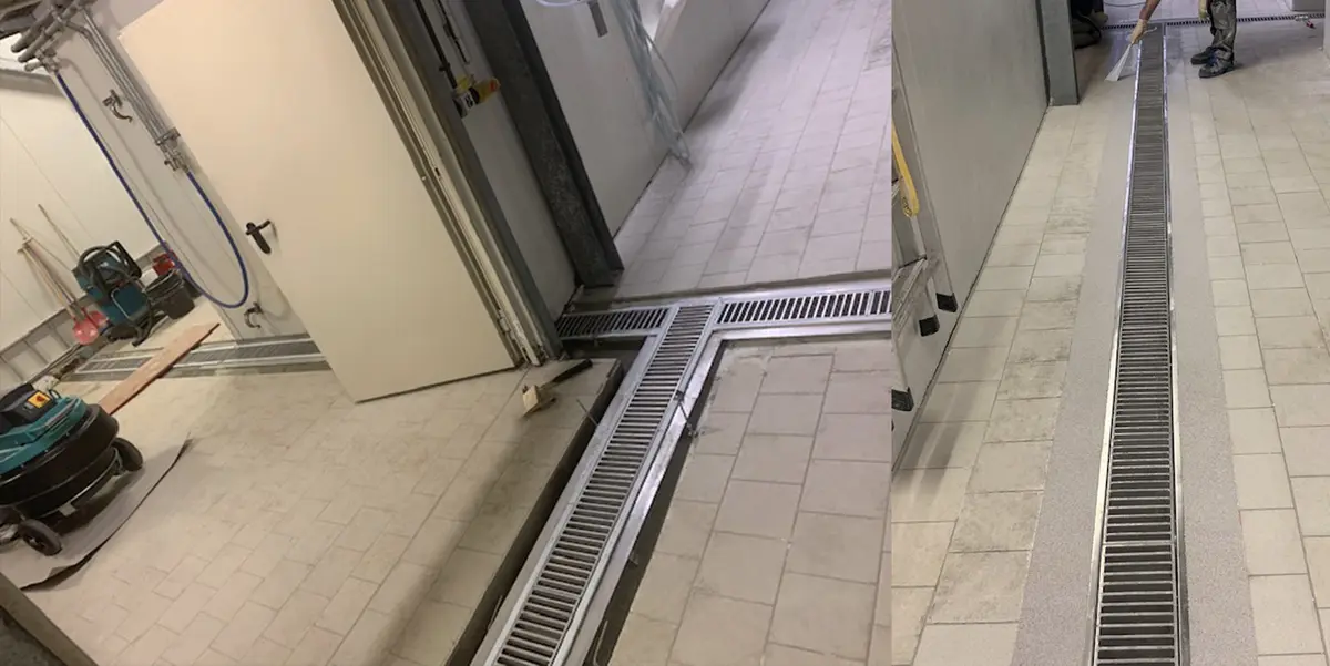 Modernisierung des Bodens in einer Lebensmittelverarbeitungsanlage - Installation von Entwässerungsrinnen