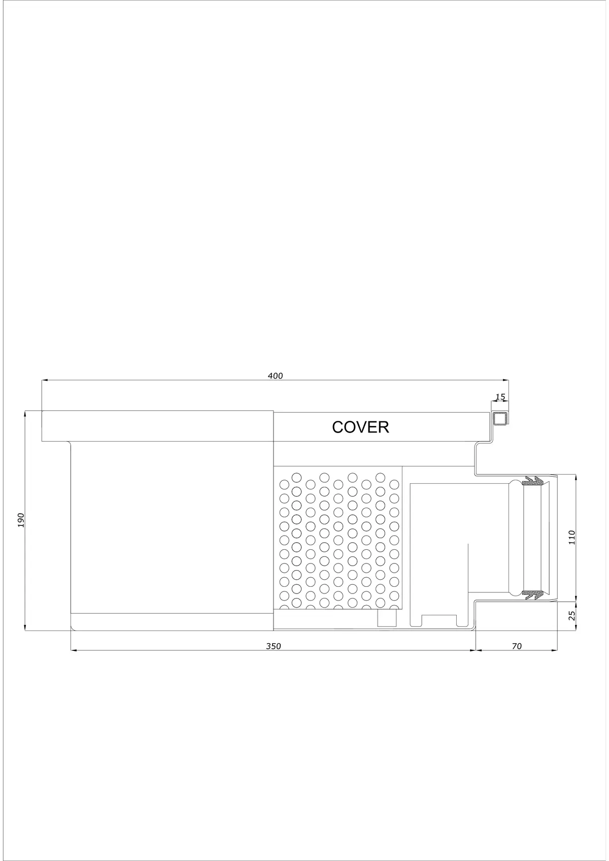 Bodenablauf BK_KRB 400x400 DN 110 - Einteilig Horizontal